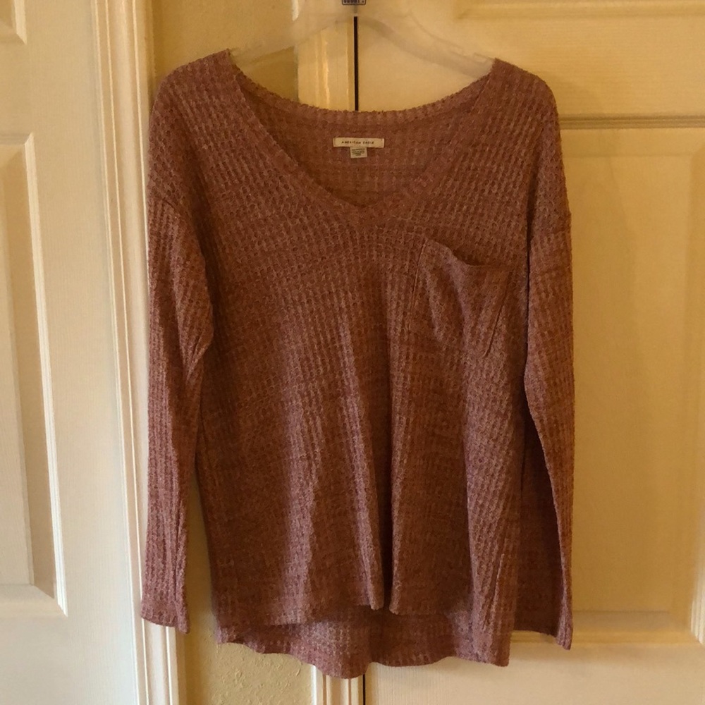 AMERICAN EAGLE Soft Pink V-Neck Sweater